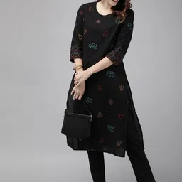 Anouk Women Black Printed Kurta with Trousers-image-35