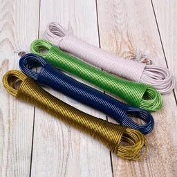 Kuber Industries Yellow & Blue 2 Pieces PVC Coated Laundry Cloth Drying Rope with 2 Hooks-21