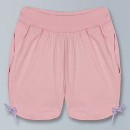 Kiddopanti Bow Embellished Curved Hem Shorts With Pockets - Baby Pink-image-72