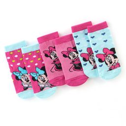 Cute Walk By Babyhug Anti Bacterial Non Terry Ankle Length Minnie Mouse Print Socks Pack Of 3 - Pink & Blue-image-24
