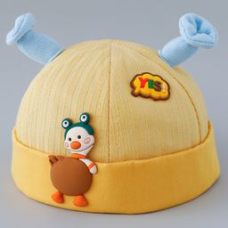 Babyhug Cotton Cap with Animal Applique - Yellow-19