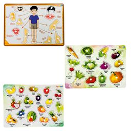 TodFod Wooden Body parts & Vegetable & Fruits Puzzle 3 Pieces - Multicolour-20