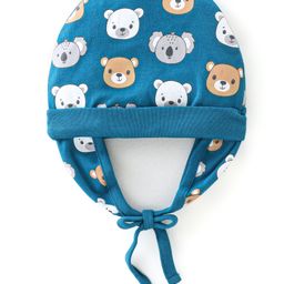 Babyhug 100% Cotton Cap Bear Print Blue - Diameter 14 cm-image-67