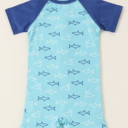 Babyhug Half Sleeves Legged Swimsuit Star Fish Print -  Blue-image-41