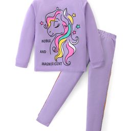 Unicorns Cotton Knit Full  Sleeves Sleepy Unicorn Printed Night Suit -  Purple & Lavender-image-83