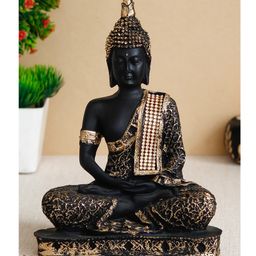 eCraftIndia Black & Golden Polyresin Handcrafted Meditating Lord Buddha Statue-9