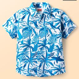 Babyhug Cotton Knit Half Sleeves Shirt With Tropical Theme - Blue-image-46