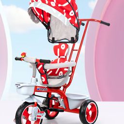 Tondu Kids Tricycle with Canopy, Parental Control, Cushion Seat & Storage - Toddler Trike with Bell & EVA Wheels (1.5-4 Years, Red)-10