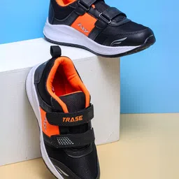TRASE Colour Blocked Double Velcro Closure Sneakers - Black & Orange-picture-49