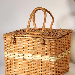 HABERE INDIA Brown Self Design Reusable Seagrass Multi-Utility Basket-54