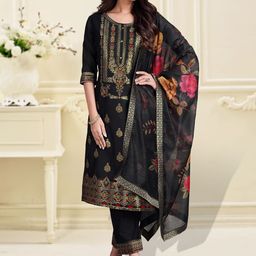 MOJILAA Women Ethnic Motifs Kurta with Trousers & With Dupatta-image-49