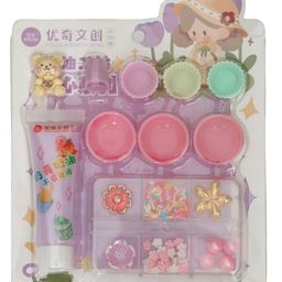 Yellow Bee Cup cakes and Ice creamThemed DIY Resin Craft Kits with Beads and Sequins, 2 Sets, Yellow & Purple image 3