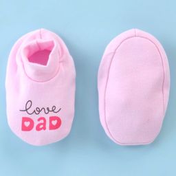 Simply Cotton Interlock  Cap Mittens And Booties Set Text Print Pink - Diameter 11.5 cm image 3