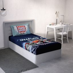 DDecor Blue & Red Conversational 144 TC Single Bedsheet with 1 Pillow Covers-picture-21