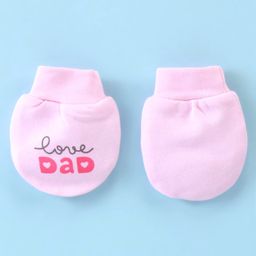 Simply Cotton Interlock  Cap Mittens And Booties Set Text Print Pink - Diameter 11.5 cm image 5