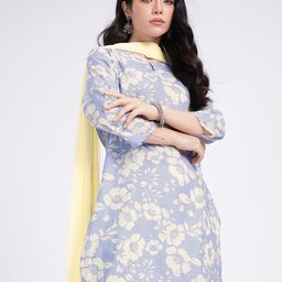 Anouk Rustic Floral Printed Straight Kurta With Trousers & Dupatta-picture-1