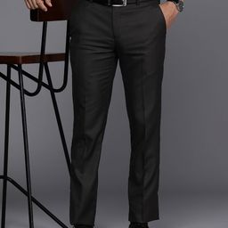 Raymond Men Textured Slim Fit Mid-Rise Formal Trousers-image-73