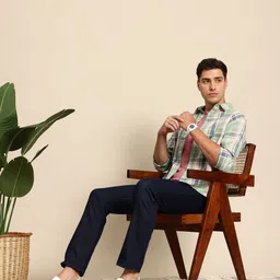 Mast & Harbour Textured Tartan Checks Opaque Checked Casual Shirt-image-52