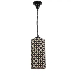 Tucasa TC-160 25 Inch Geometric Black & White Print Hanging Lights with Metal Base-2