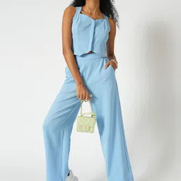 Globus V-Neck Crop Top With Trouser-image-87