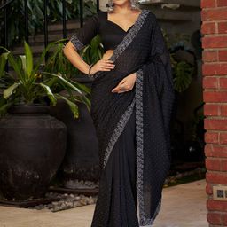 SANJANA SILK Embellished Sequinned Silk Blend Saree-picture-3