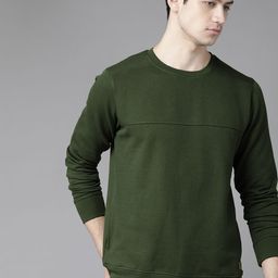 Roadster Men Olive Green Solid Sweatshirt-picture-13