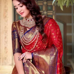 jayant creation Red Silk Blend Barasi Sarees-picture-10