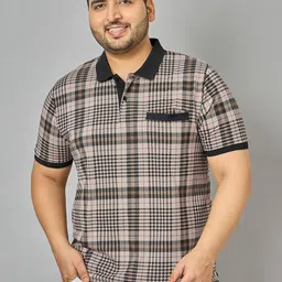 AUSTIVO Men Checked Polo Collar Cotton T-Shirt-image-43