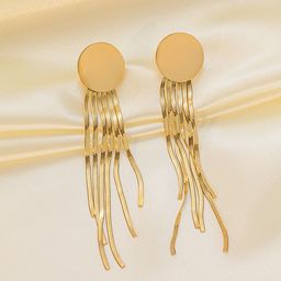Jewels Galaxy Stainless Steel Gold-Plated Contemporary Drop Earrings-6