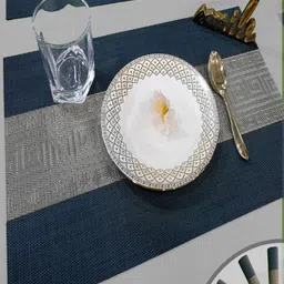 Good Vibes Blue & Grey 4 PiecesTextured Anti-Skid Table Placemats-picture-37