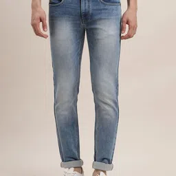 Turtle Men Narrow Tapered Fit Mid-Rise Light Fade Stretchable Jeans-image-59