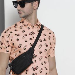 The Indian Garage Co Men Peach-Coloured Comfort Printed Cotton Casual Shirt-image-93