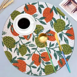 ANA 4 Pcs Green & Rust Printed Cotton Table Placemats-3