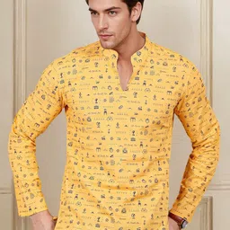 Anouk Men Geometric Printed Thread Work Kurta-39