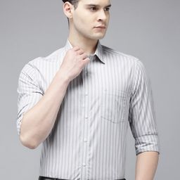 Arrow Manhattan Slim Fit Opaque Striped Pure Cotton Formal Shirt-image-30