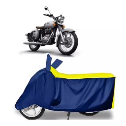 Auto Pearl Two Wheeler Cover for Royal Enfield Classic Gunmetal - Yellow, Blue-image-67