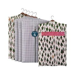 Aura Grey & Green 6 Pieces Printed Cotton Hanging Saree Storage Cover Organisers-53