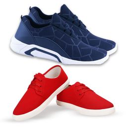 Spotwalk Men Mesh Pack Of 2 Lace-Ups Round Toe Sneakers-image-42