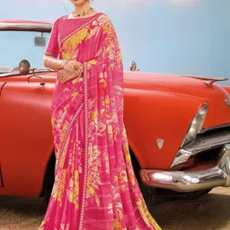 Laxmipati Floral Poly Chiffon Saree-image-82