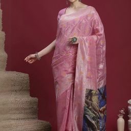 Sangria Woven Design Zari Banarasi Fastive Saree with matching blouse-picture-26