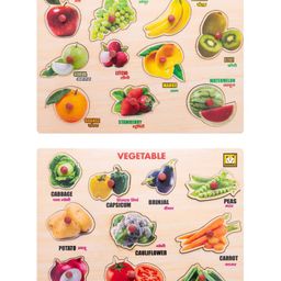 MINDMAKER Wooden Knob and Peg Fruits and Vegetables Puzzle Pack of 2 Multicolour - 20 pieces-11