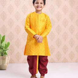 Babyhug Full Sleeves Kurta & Dhoti Set Sequin Embellished - Yellow-image-65