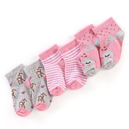 Cute Walk by Babyhug Anti Bacterial Ankle Length Socks Deer Design Pack Of 3 - Multicolour-image-37