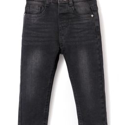 Babyhug Denim  Full Length with Stretch  Washed Jeans - Black-picture-1