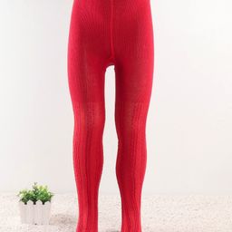 Cute Walk by Babyhug Non Terry Knit Anti Bacterial Footed Tights Self Design -Red-image-17