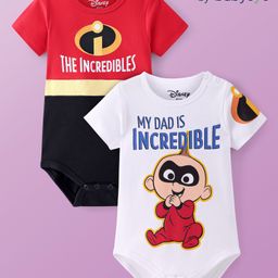 Babyoye Disney Interlock Knit Half Sleeves Onesies with The Incredibles Graphics Pack of 2 - Multicolor-image-67