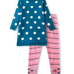 Pine Kids Knitted Full Sleeves Sweater Set With Stripes & Polka Dot Design - Multicolour-picture-27