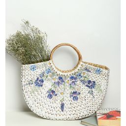 HABEREINDIA Seagrass Tote Bag | Basket Bag | Beach Bags for Women | Women Handbag | Half Moon Bag - Multicolor, Large-image-34