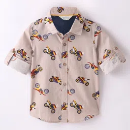 INFINITY Poplin Cotton Full Sleeves Vehicles Printed Shirt - Peach-picture-45