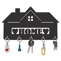 Olive Tree Key Hanger | Key Holder for Home | Key Chain Holders for Wall | Wall Mount Key Holder | Wall Stylish Key Stand (5 Hooks) - Black with House-picture-18